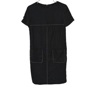Kelly Graham New York Black Contrast Stitch Shift Dress Vintage Size 12 Made USA